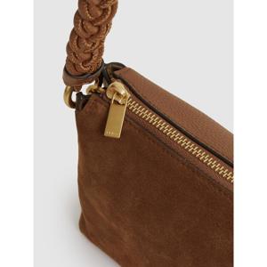 REISS Paige Suede Plaited-Strap Cross-Body Bag